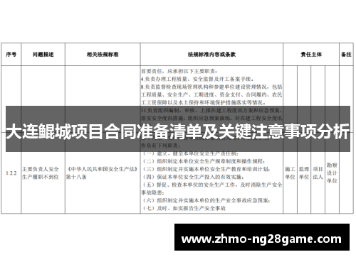 大连鲲城项目合同准备清单及关键注意事项分析