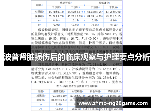 波普肾脏损伤后的临床观察与护理要点分析